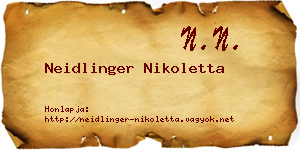 Neidlinger Nikoletta névjegykártya
